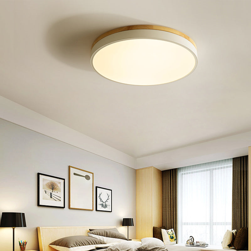 Geometry Shape LED Ceiling Lamp Modern Simple Style Wood 1 Light Flush Mount for Aisle