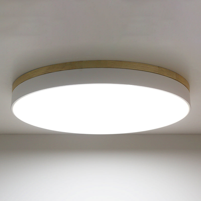 Geometry Shape LED Ceiling Lamp Modern Simple Style Wood 1 Light Flush Mount for Aisle