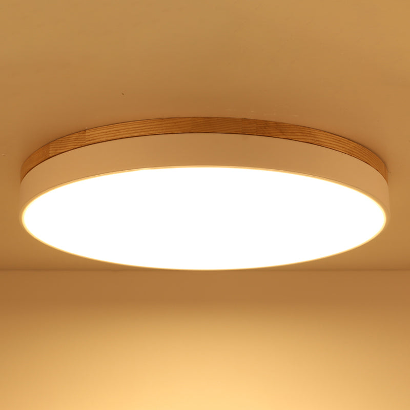 Geometry Shape LED Ceiling Lamp Modern Simple Style Wood 1 Light Flush Mount for Aisle