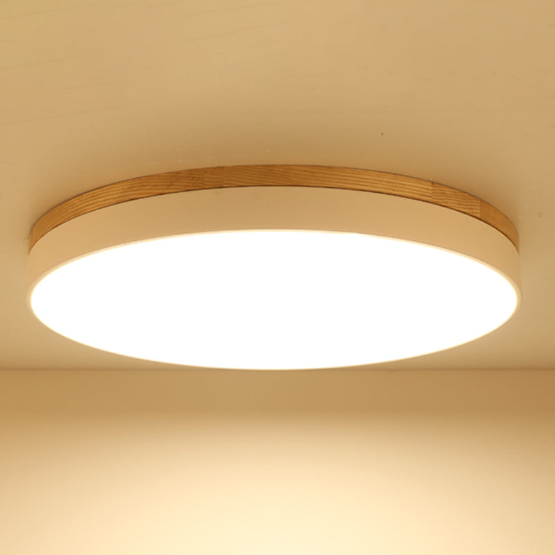 Geometry Shape LED Ceiling Lamp Modern Simple Style Wood 1 Light Flush Mount for Aisle