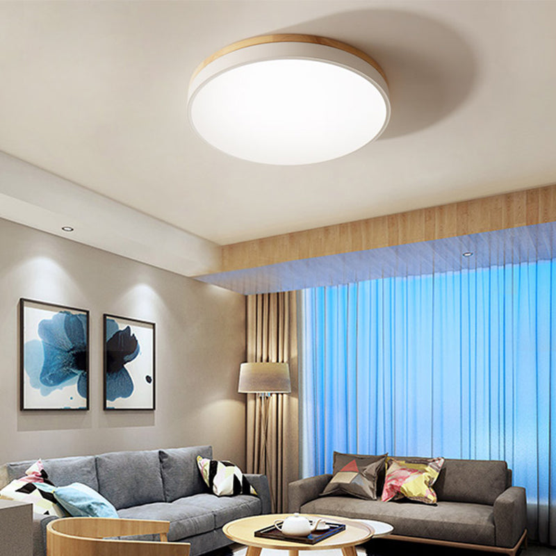 Geometry Shape LED Ceiling Lamp Modern Simple Style Wood 1 Light Flush Mount for Aisle