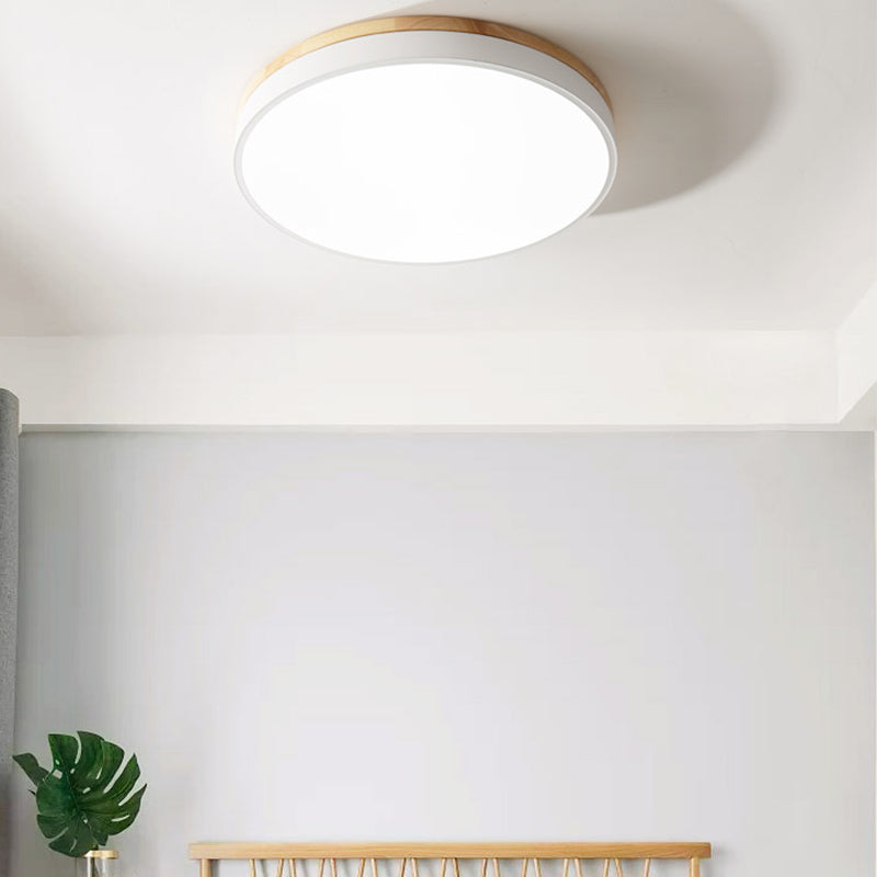 Geometry Shape LED Ceiling Lamp Modern Simple Style Wood 1 Light Flush Mount for Aisle