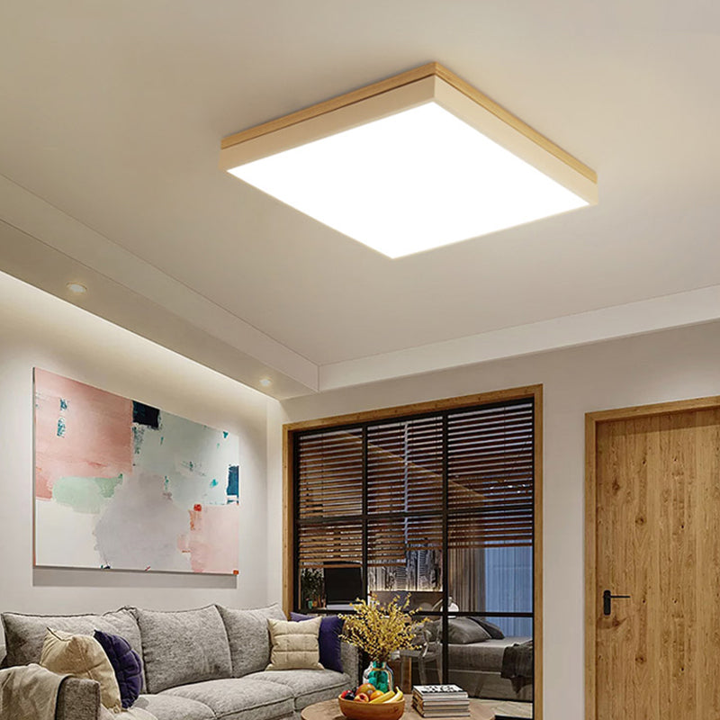 Geometry Shape LED Ceiling Lamp Modern Simple Style Wood 1 Light Flush Mount for Aisle