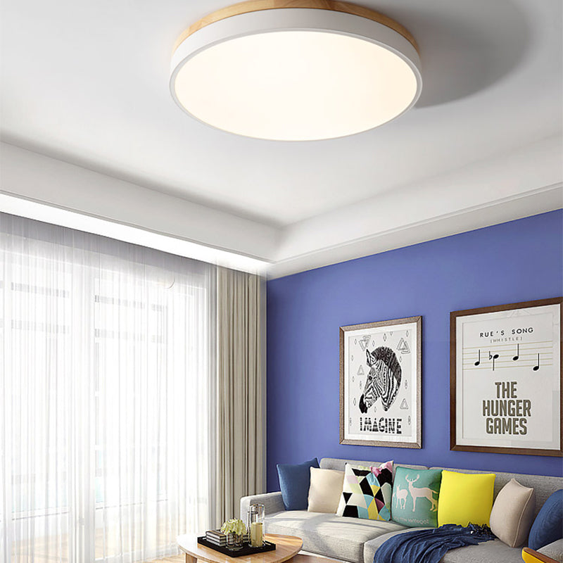 Geometry Shape LED Ceiling Lamp Modern Simple Style Wood 1 Light Flush Mount for Aisle