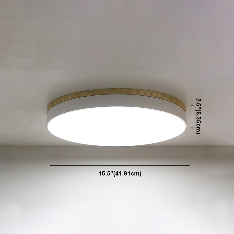 Geometry Shape LED Ceiling Lamp Modern Simple Style Wood 1 Light Flush Mount for Aisle