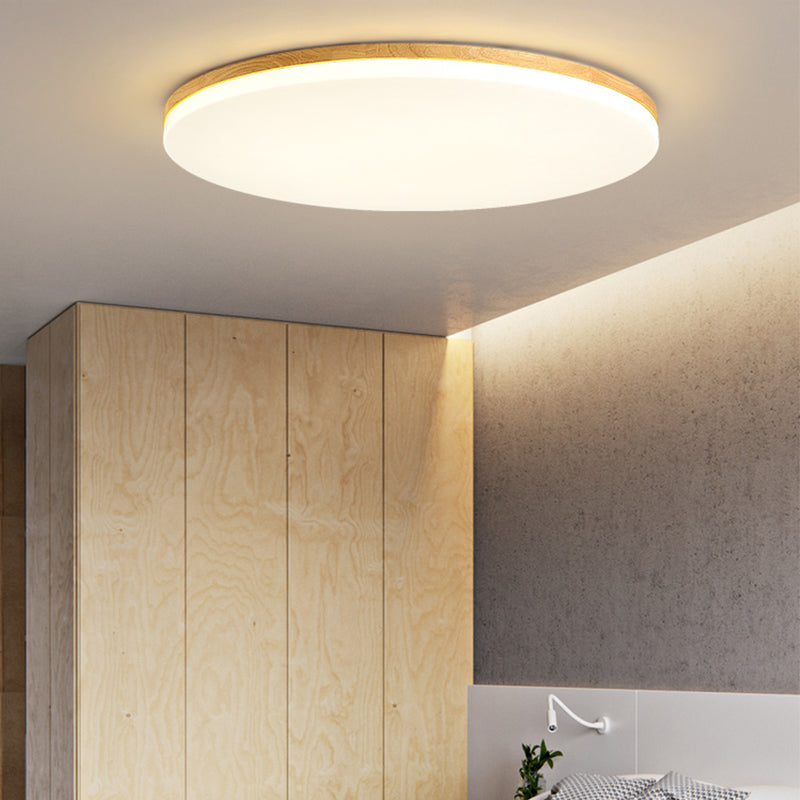 Geometry Shape LED Ceiling Lamp Modern Simple Style Wood 1 Light Flush Mount for Bedroom Study