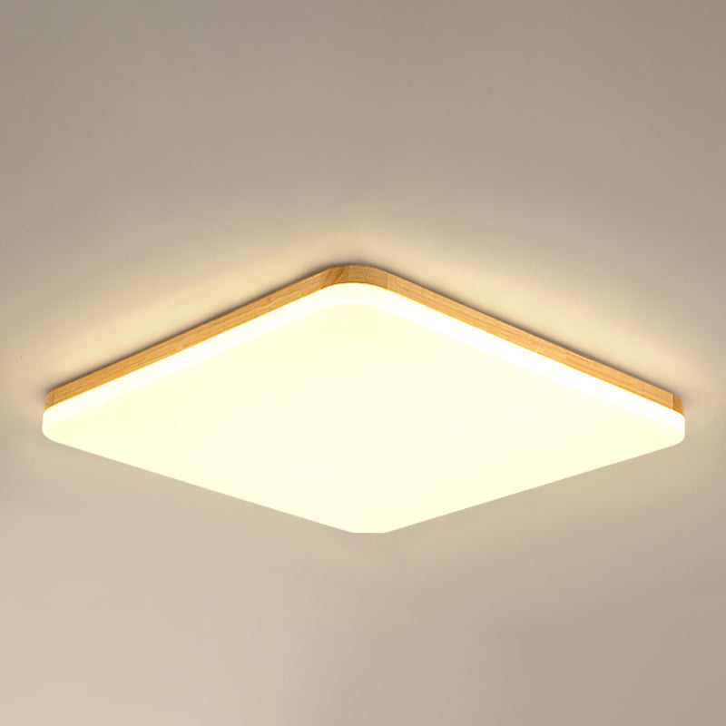 Geometry Shape LED Ceiling Lamp Modern Simple Style Wood 1 Light Flush Mount for Bedroom Study