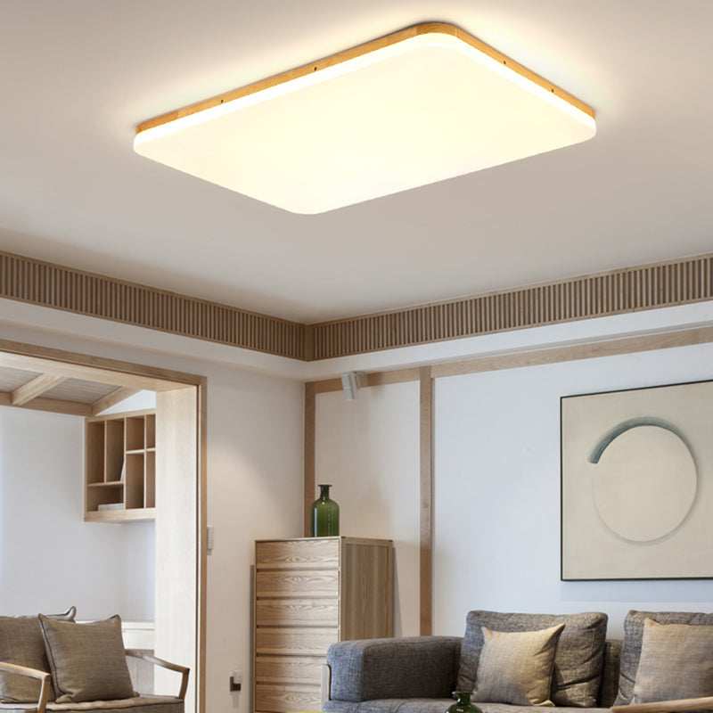 Geometry Shape LED Ceiling Lamp Modern Simple Style Wood 1 Light Flush Mount for Bedroom Study