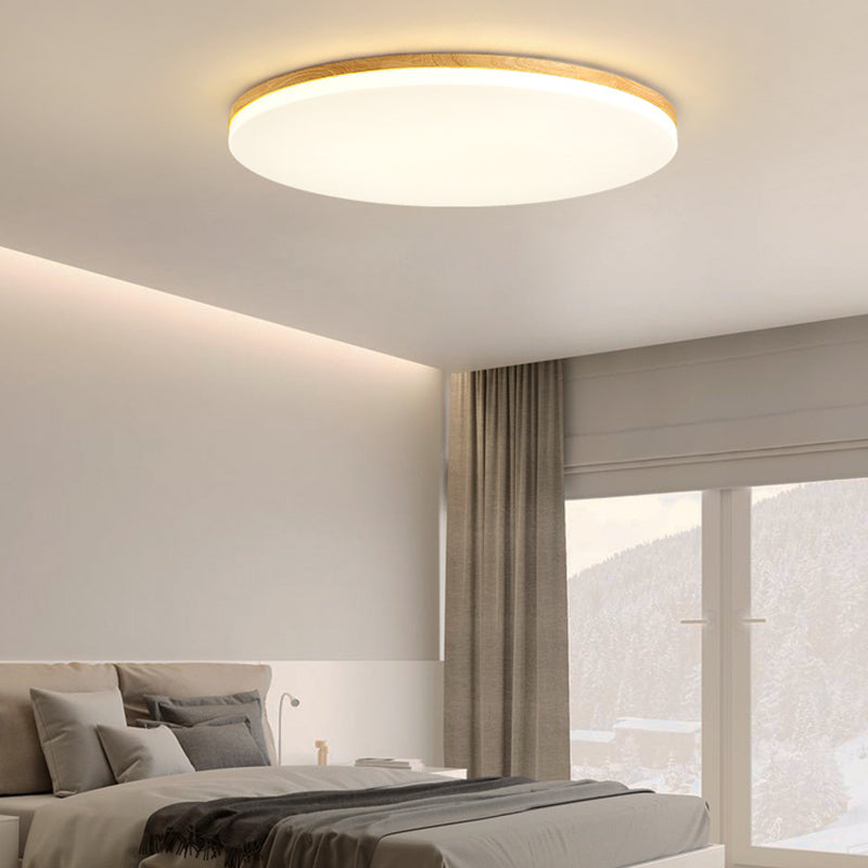 Geometry Shape LED Ceiling Lamp Modern Simple Style Wood 1 Light Flush Mount for Bedroom Study