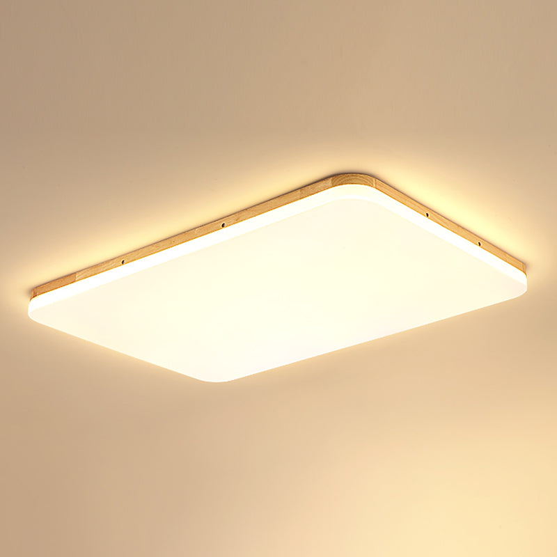 Geometry Shape LED Ceiling Lamp Modern Simple Style Wood 1 Light Flush Mount for Bedroom Study