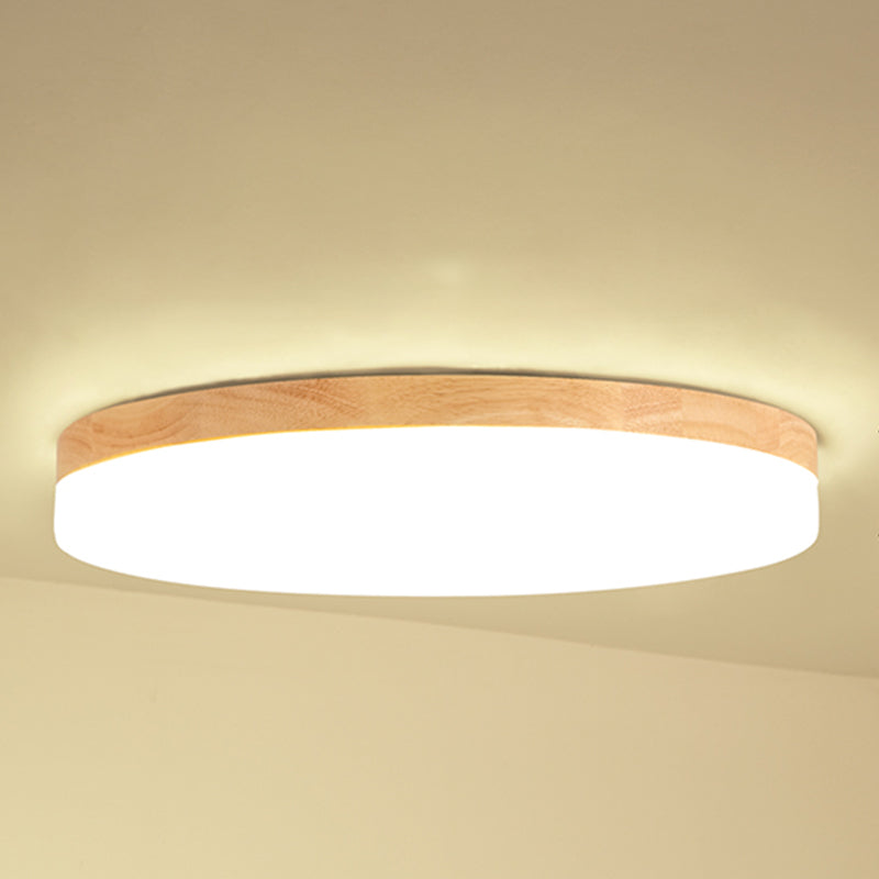 Geometry Shape LED Ceiling Lamp Modern Simple Style Wood 1 Light Flush Mount for Bedroom Study