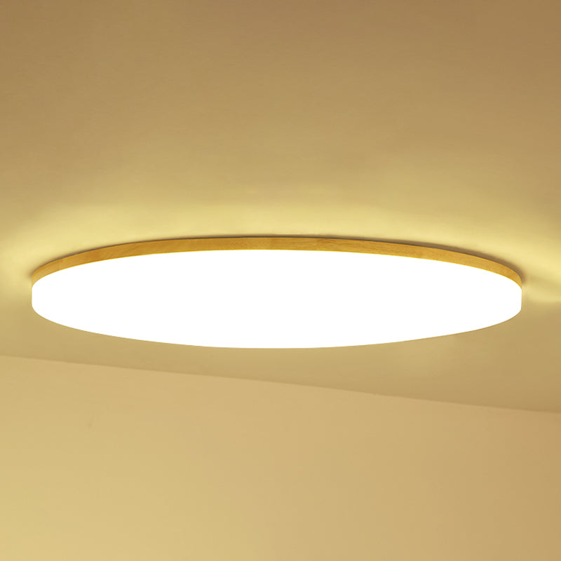 Geometry Shape LED Ceiling Lamp Modern Simple Style Wood 1 Light Flush Mount for Bedroom Study