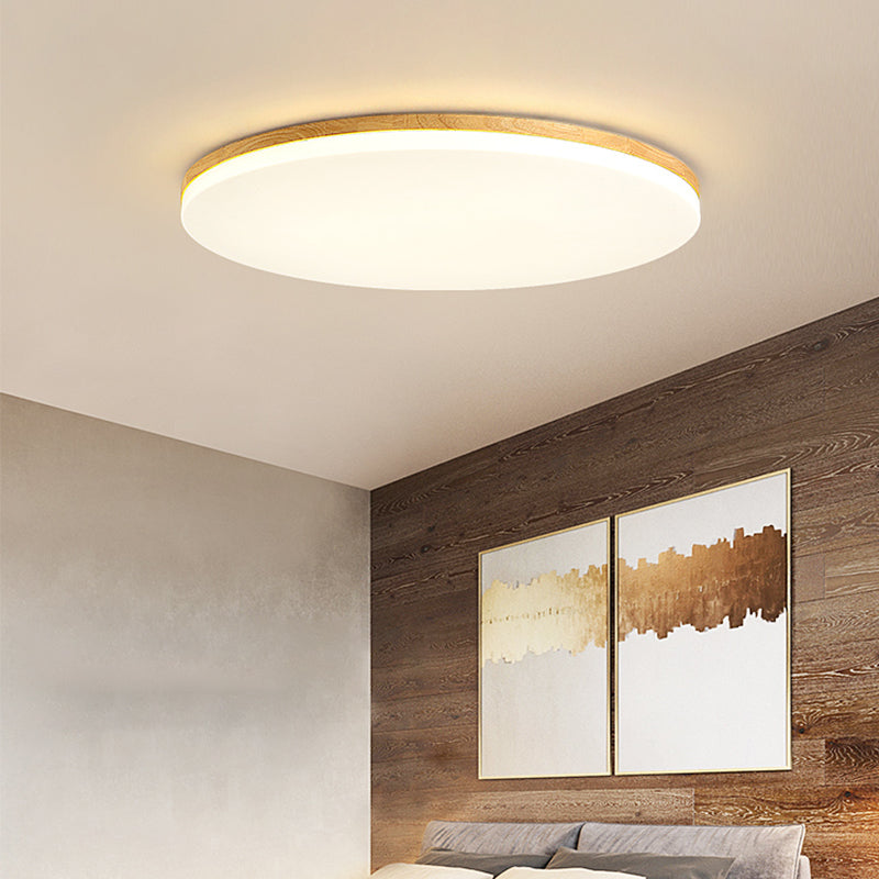 Geometry Shape LED Ceiling Lamp Modern Simple Style Wood 1 Light Flush Mount for Bedroom Study