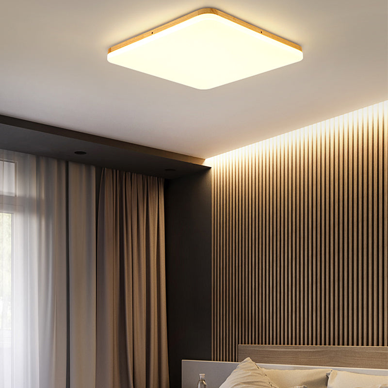 Geometry Shape LED Ceiling Lamp Modern Simple Style Wood 1 Light Flush Mount for Bedroom Study