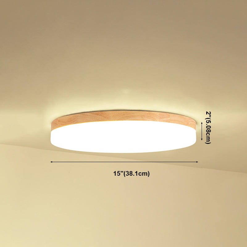 Geometry Shape LED Ceiling Lamp Modern Simple Style Wood 1 Light Flush Mount for Bedroom Study