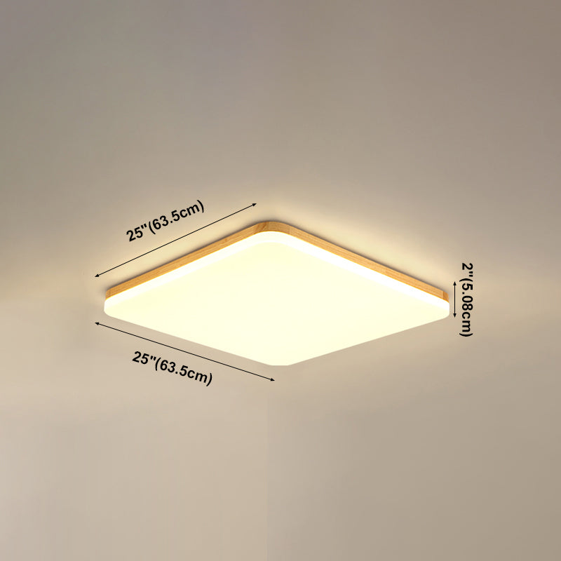 Geometry Shape LED Ceiling Lamp Modern Simple Style Wood 1 Light Flush Mount for Bedroom Study