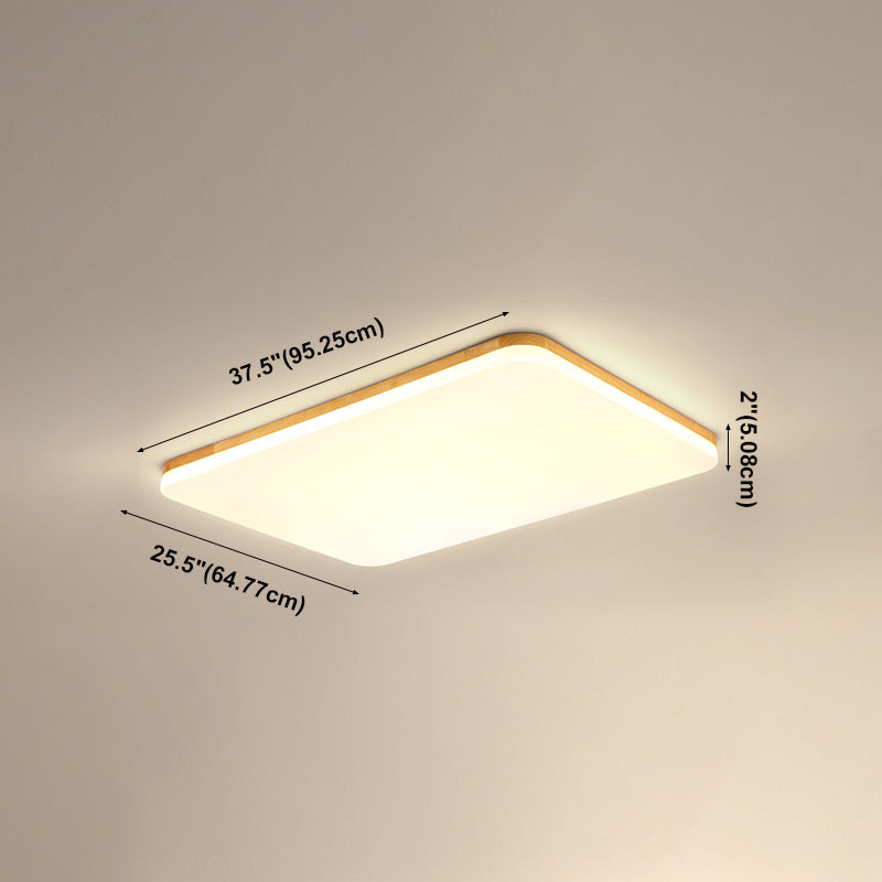 Geometry Shape LED Ceiling Lamp Modern Simple Style Wood 1 Light Flush Mount for Bedroom Study