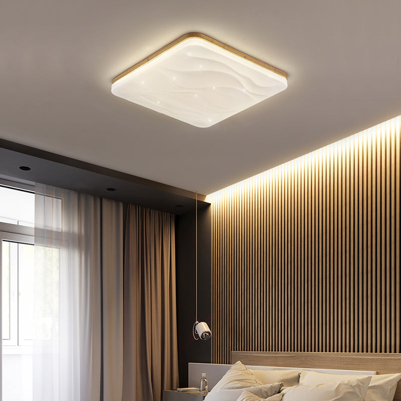 Geometry Shape Ceiling Lamp Modern Simple Style Wood 1 Light Flush Mount for Study Bedroom