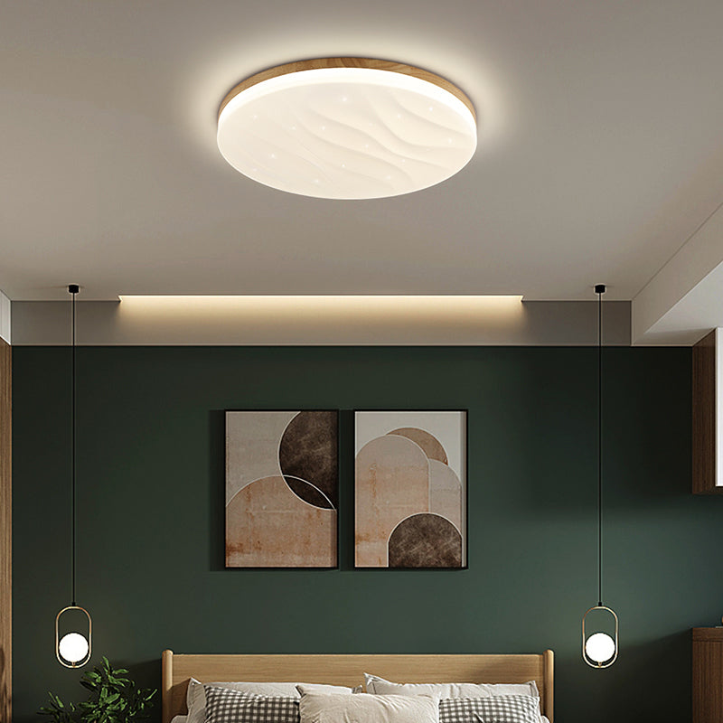 Geometry Shape Ceiling Lamp Modern Simple Style Wood 1 Light Flush Mount for Study Bedroom