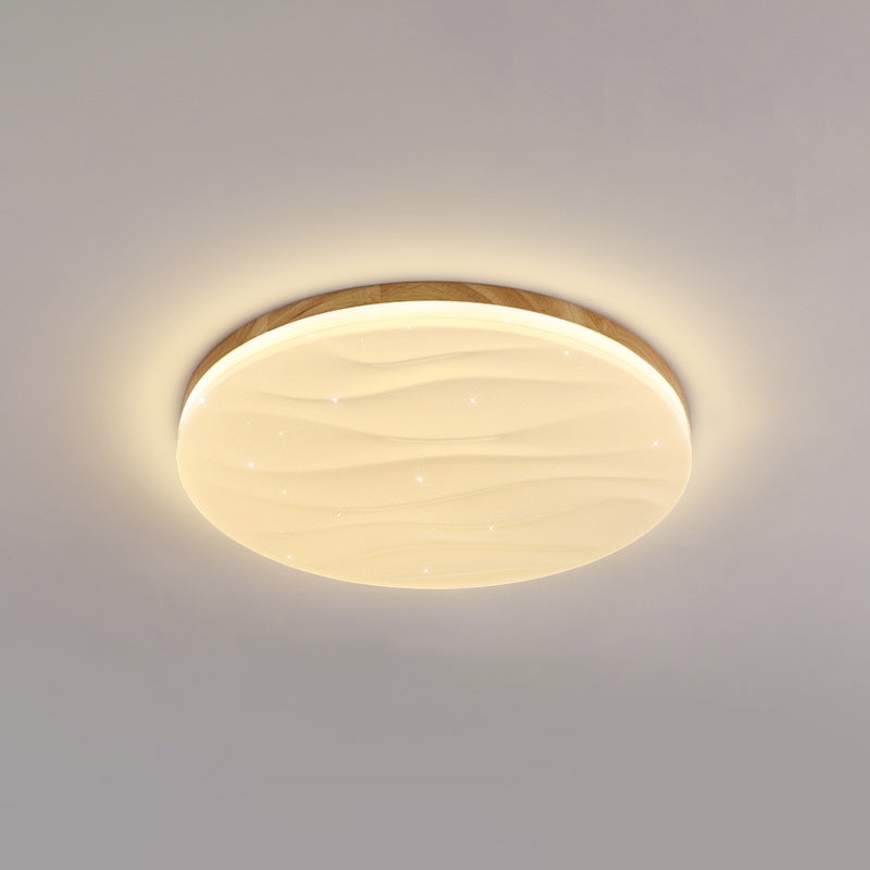 Geometry Shape Ceiling Lamp Modern Simple Style Wood 1 Light Flush Mount for Study Bedroom