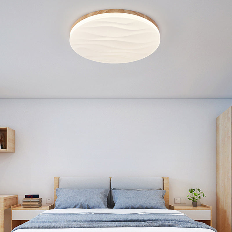 Geometry Shape Ceiling Lamp Modern Simple Style Wood 1 Light Flush Mount for Study Bedroom