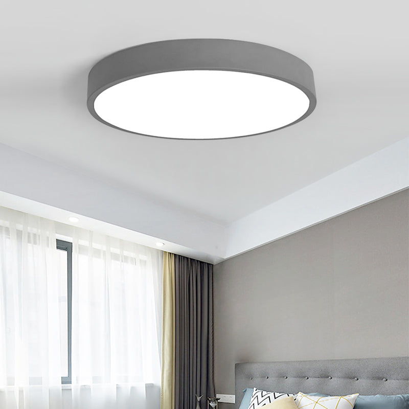 Round Shape LED Ceiling Lamp Macaroon Modern Simple Style Iron 1 Light Flush Mount for Bedroom Study