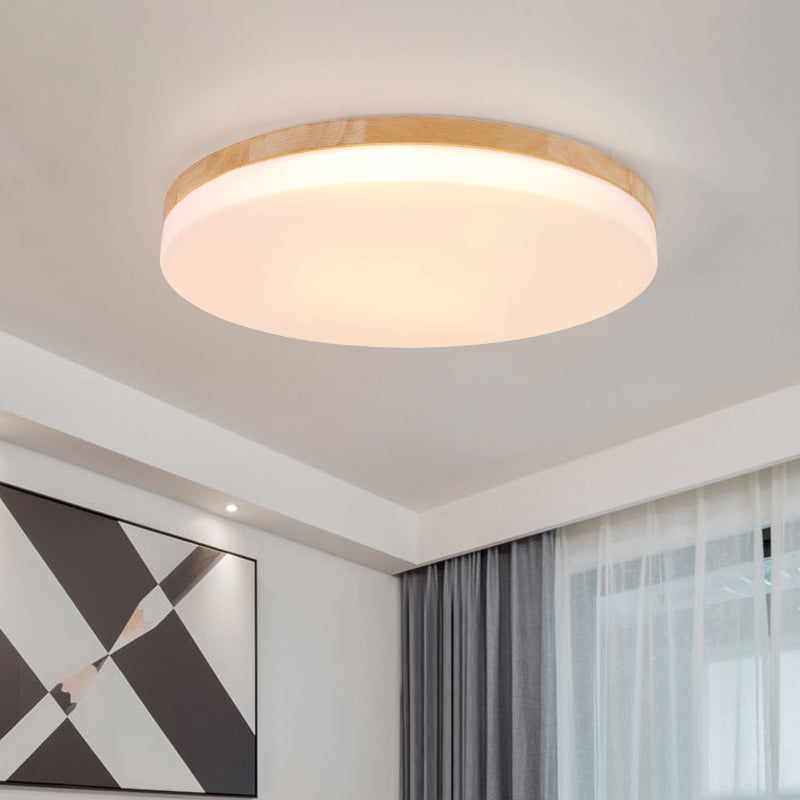 Geometry Shape LED Ceiling Lamp Modern Simple Style Wood 1 Light Flush Mount for Study Bedroom