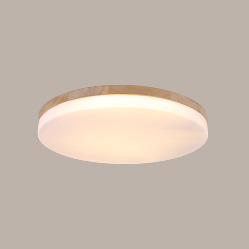 Geometry Shape LED Ceiling Lamp Modern Simple Style Wood 1 Light Flush Mount for Study Bedroom