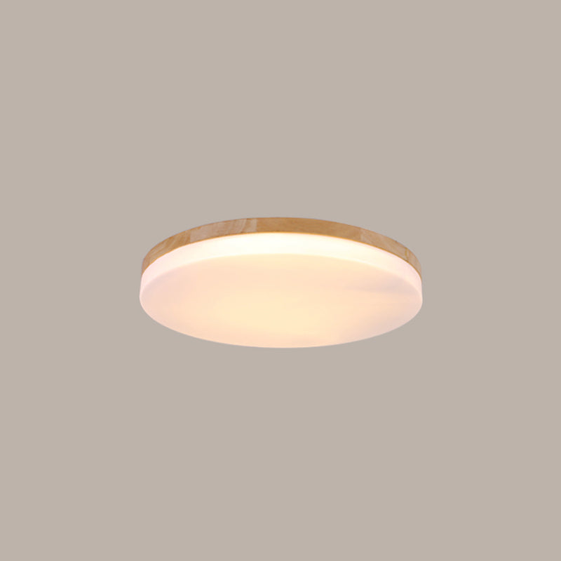 Geometry Shape LED Ceiling Lamp Modern Simple Style Wood 1 Light Flush Mount for Study Bedroom