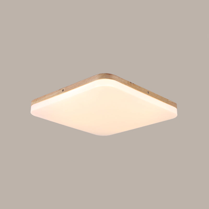 Geometry Shape LED Ceiling Lamp Modern Simple Style Wood 1 Light Flush Mount for Study Bedroom