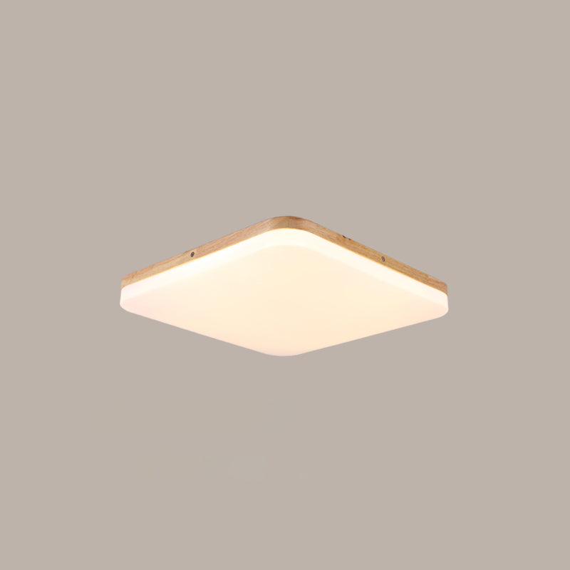 Geometry Shape LED Ceiling Lamp Modern Simple Style Wood 1 Light Flush Mount for Study Bedroom