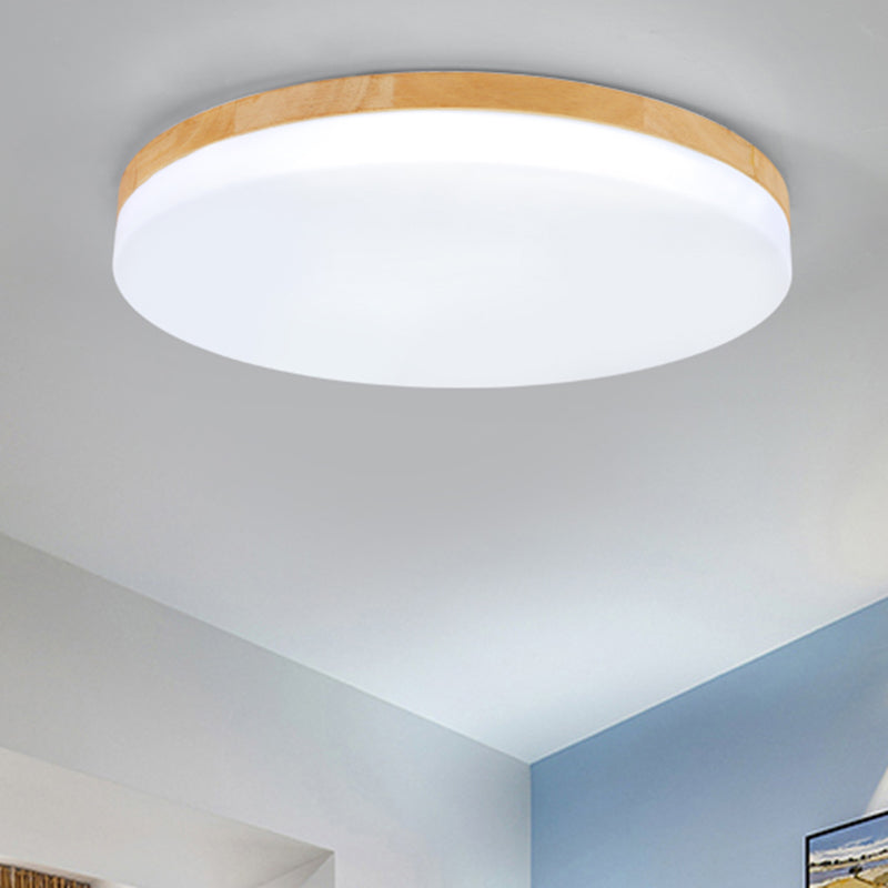 Geometry Shape LED Ceiling Lamp Modern Simple Style Wood 1 Light Flush Mount for Study Bedroom