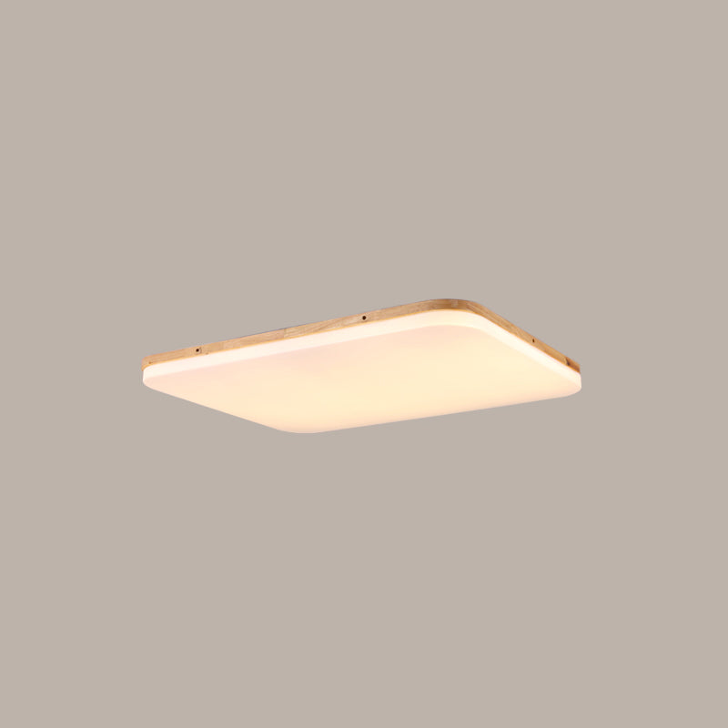 Geometry Shape LED Ceiling Lamp Modern Simple Style Wood 1 Light Flush Mount for Study Bedroom