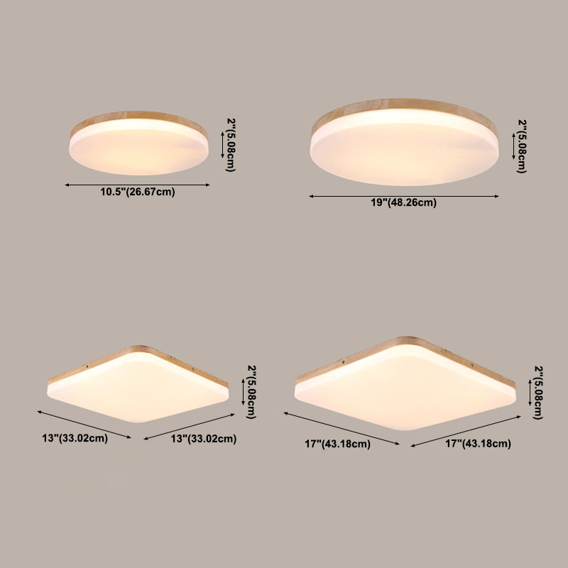 Geometry Shape LED Ceiling Lamp Modern Simple Style Wood 1 Light Flush Mount for Study Bedroom