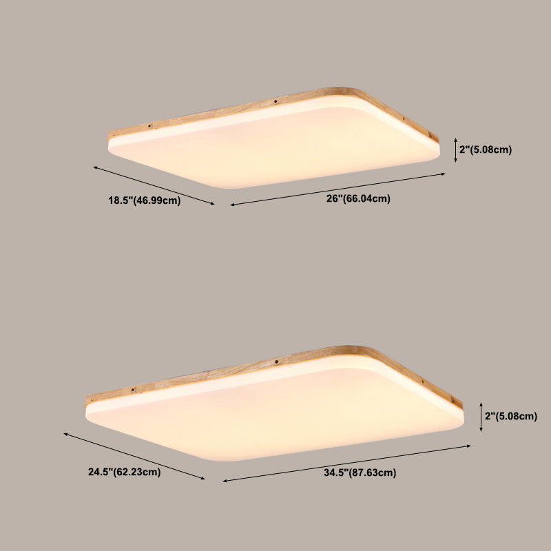 Geometry Shape LED Ceiling Lamp Modern Simple Style Wood 1 Light Flush Mount for Study Bedroom