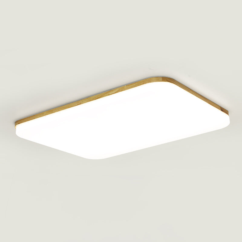 Geometry Shape LED Ceiling Lamp Modern Simple Style Wood 1 Light Flush Mount for Study Bedroom