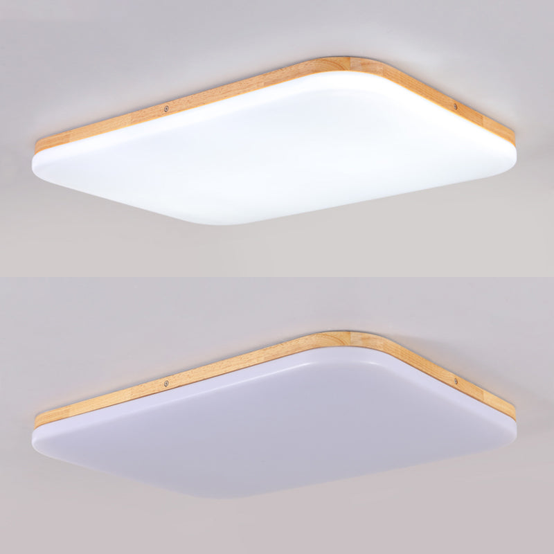 Geometry Shape LED Ceiling Lamp Modern Simple Style Wood 1 Light Flush Mount for Study Bedroom