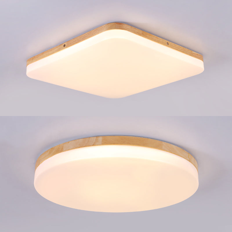 Geometry Shape LED Ceiling Lamp Modern Simple Style Wood 1 Light Flush Mount for Study Bedroom