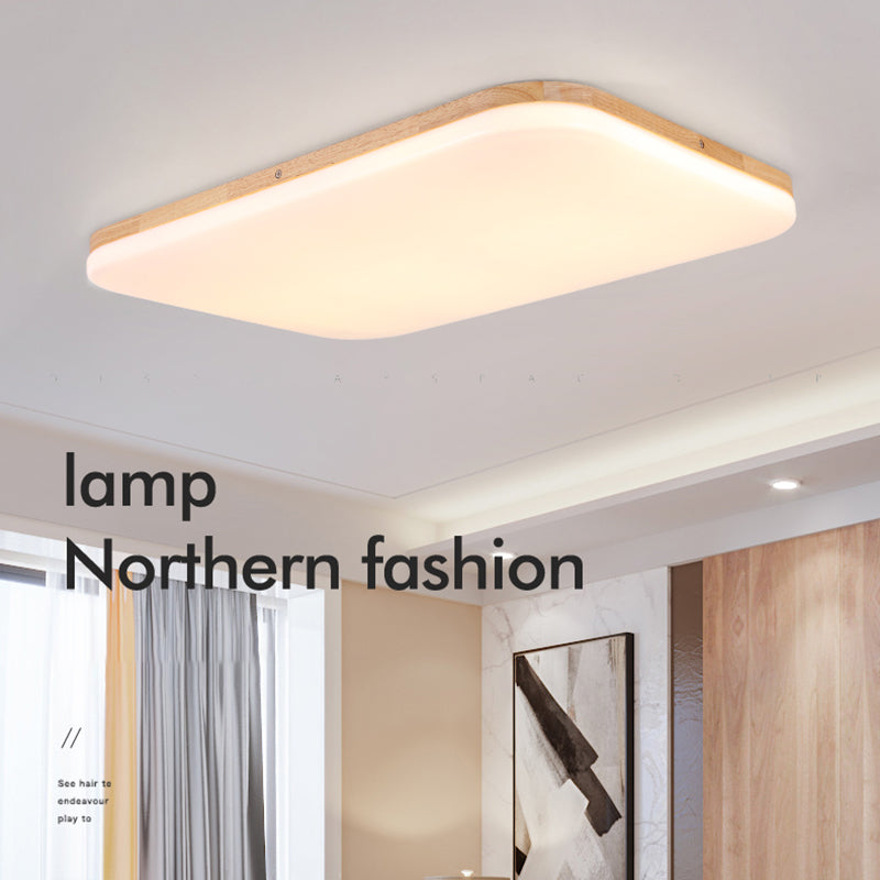 Geometry Shape LED Ceiling Lamp Modern Simple Style Wood 1 Light Flush Mount for Study Bedroom