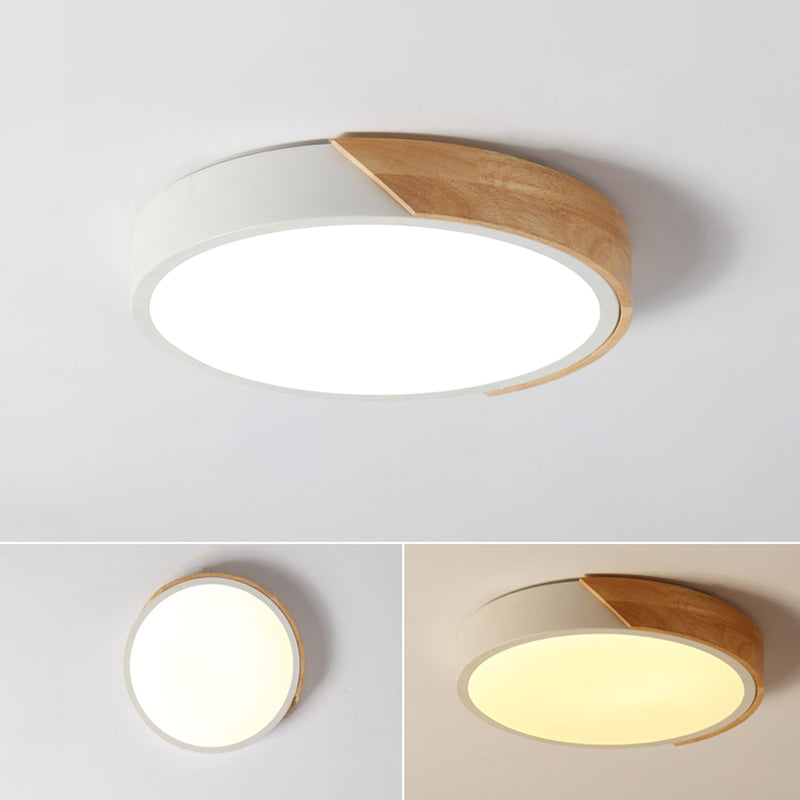 Round Shape LED Ceiling Lamp Macaroon Modern Simple Style Iron 1 Light Flush Mount for Living Room