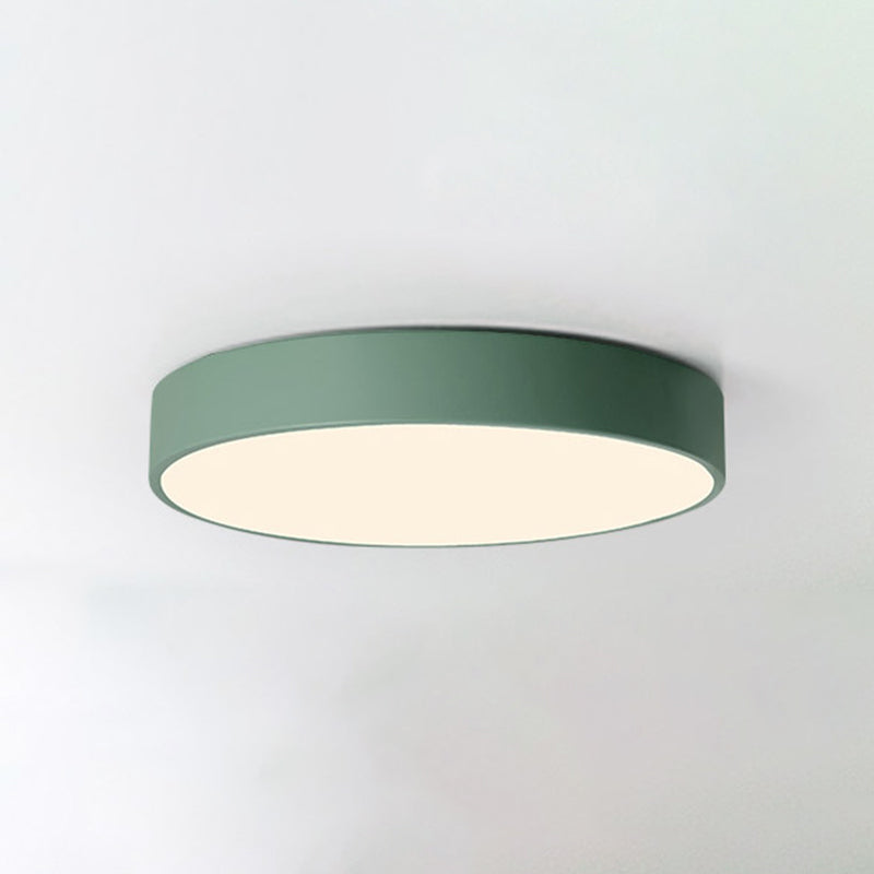 Round Shape LED Ceiling Lamp Macaroon Modern Simple Style Iron 1 Light Flush Mount for Bedroom Aisle