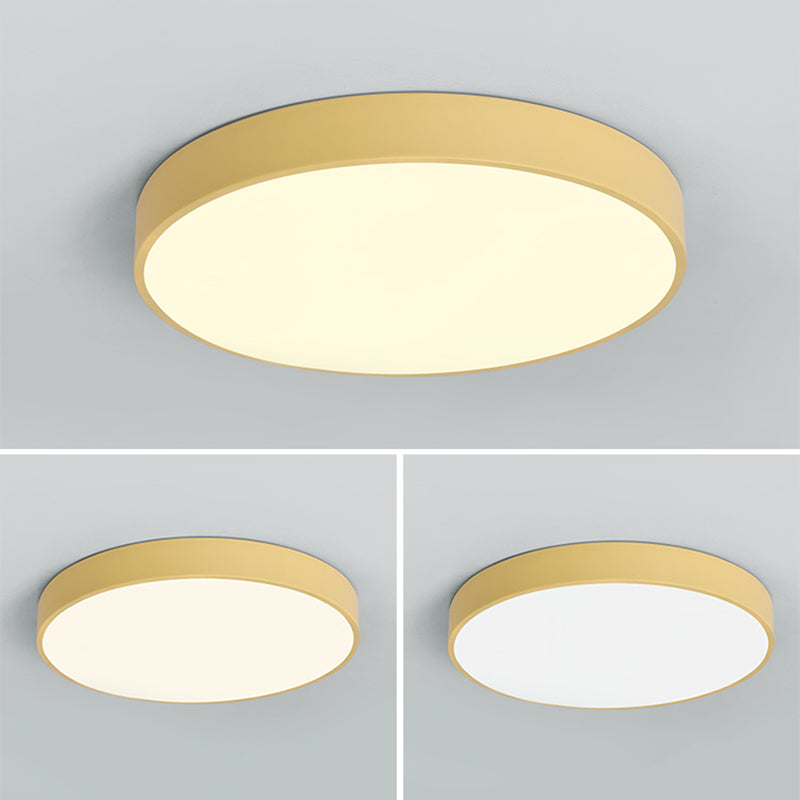 Round Shape LED Ceiling Lamp Macaroon Modern Simple Style Iron 1 Light Flush Mount for Bedroom Aisle