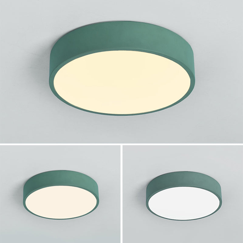 Round Shape LED Ceiling Lamp Macaroon Modern Simple Style Iron 1 Light Flush Mount for Bedroom Aisle