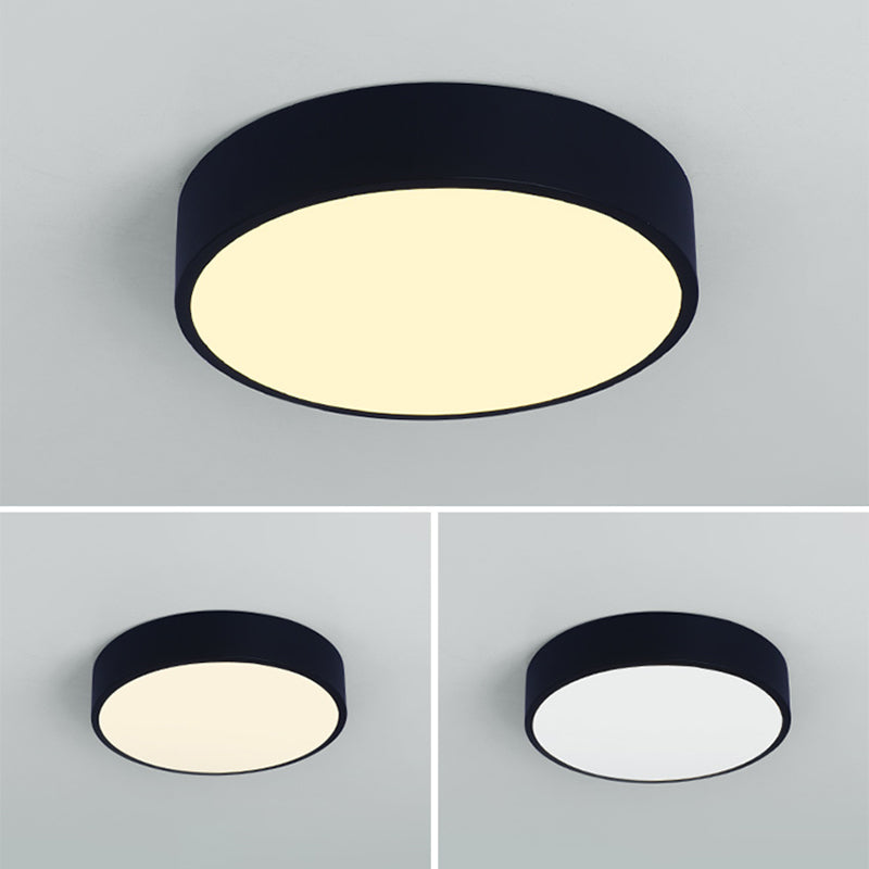 Round Shape LED Ceiling Lamp Macaroon Modern Simple Style Iron 1 Light Flush Mount for Bedroom Aisle