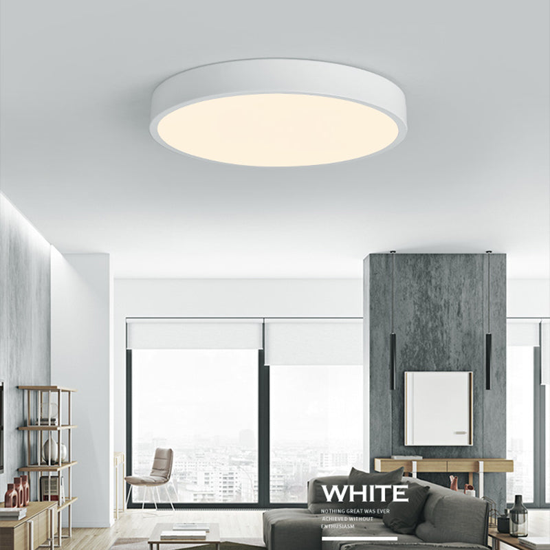 Round Shape LED Ceiling Lamp Macaroon Modern Simple Style Iron 1 Light Flush Mount for Bedroom Aisle