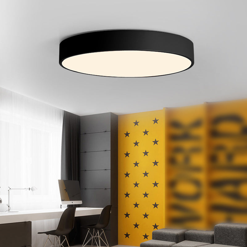 Round Shape LED Ceiling Lamp Macaroon Modern Simple Style Iron 1 Light Flush Mount for Bedroom Aisle