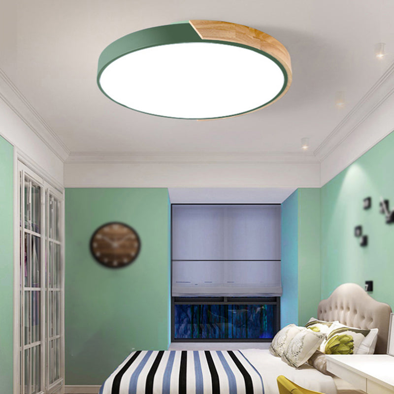 Geometry Shape LED Ceiling Lamp Macaroon Modern Simple Style Iron 1 Light Flush Mount for  Study