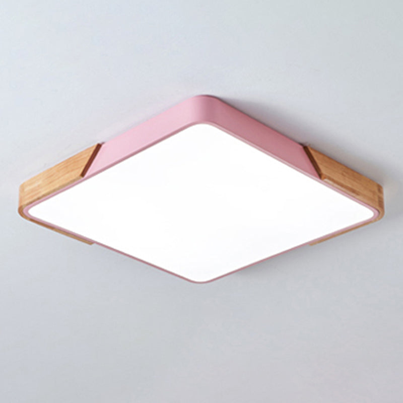 Geometry Shape LED Ceiling Lamp Macaroon Modern Simple Style Iron 1 Light Flush Mount for  Study