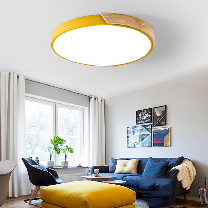 Geometry Shape LED Ceiling Lamp Macaroon Modern Simple Style Iron 1 Light Flush Mount for  Study