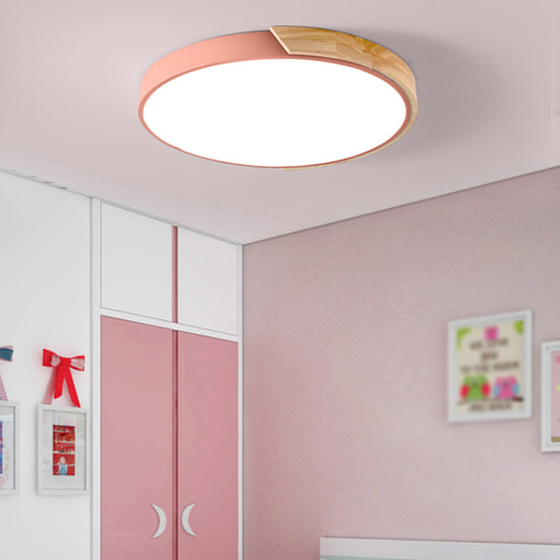 Geometry Shape LED Ceiling Lamp Macaroon Modern Simple Style Iron 1 Light Flush Mount for  Study